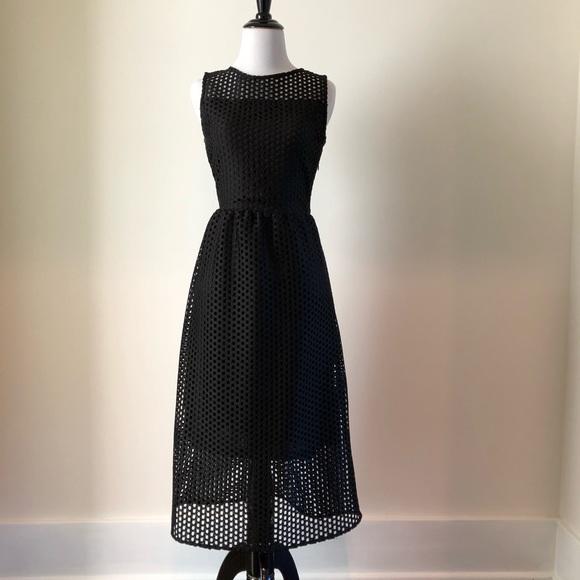 black dress with net overlay
